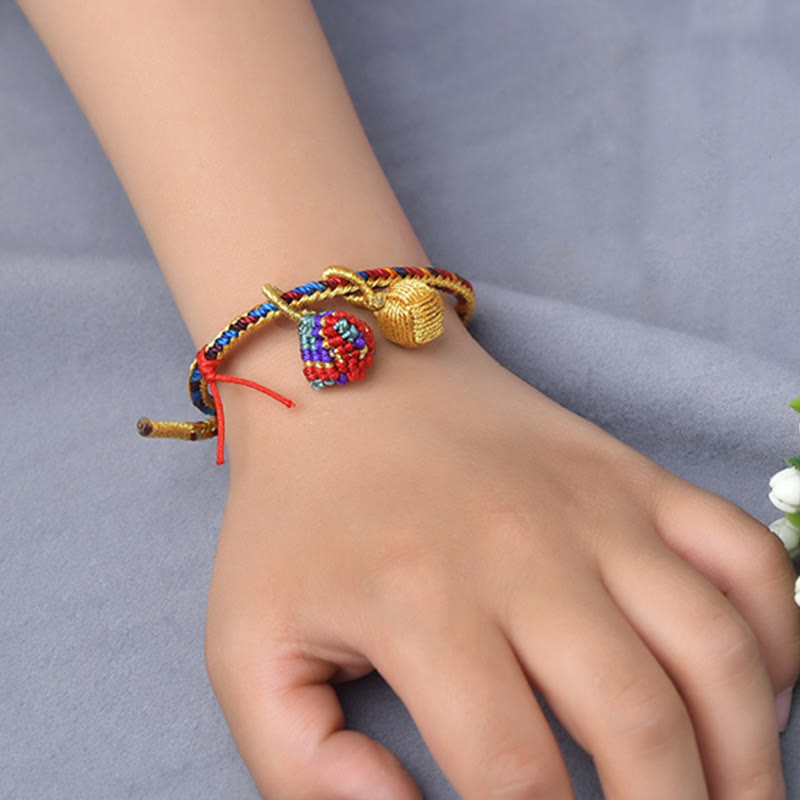 Fortune Jewel Colorful Rope Luck Handmade Zongzi Golden Ball Charm Bracelet