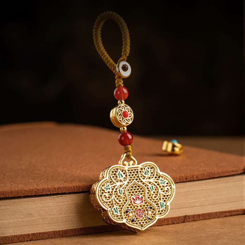 Fortune Jewel Lock of Good Wishes Fu Character Luck Blessing Key Chain