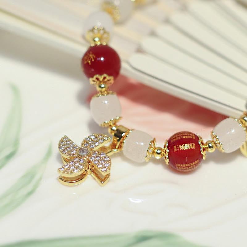 Fortune Jewel Windmill Chinese Lock Charm Fu Character Blessing Bracelet
