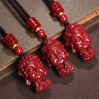 Fortune Jewel Chinese Zodiac Natal Buddha Natural Cinnabar Amulet Keep Away Evil Spirits Necklace Pendant