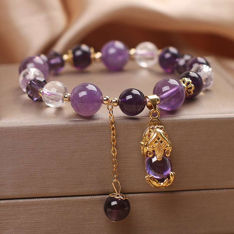 Fortune Jewel  Natural Amethyst PiXiu Healing Bracelet