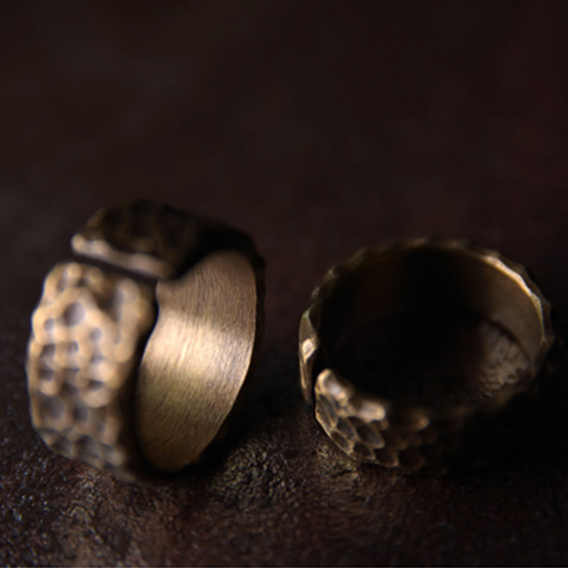Fortune Jewel Tibetan Bump Texture Design Copper Brass Luck Ring