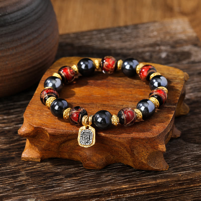 Fortune Jewel Tibetan Zakiram Goddess of Wealth Liuli Glass Incense Ash Porcelain Bead Luck Bracelet