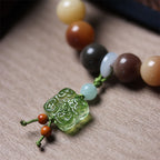 Fortune Jewel Natural Multicolored Gradient Bodhi Seed Liuli Glass Charm Peace Bracelet