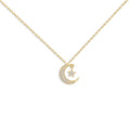 Star and Moon Zircon Pendant Necklace for Women, Sparkling CZ Clavicle Chain