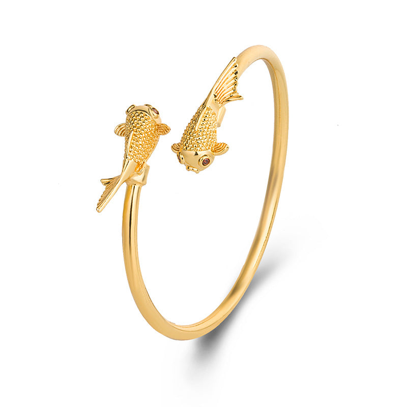 Fortune Jewel Double Koi Fish Copper Prosperity Wealth Bracelet