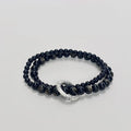 Fortune Jewel 999 Sterling Silver Black Obsidian Fulfillment Strength Double Layer Bracelet