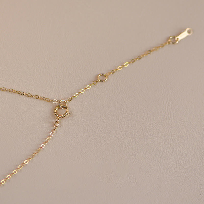 Fortune Jewel 14K Gold Plated Pearl Hetian Jade Shell Luck Cat Kitten Necklace Pendant