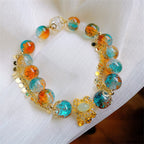 Fortune Jewel Colorful Liuli Glass Bead Chinese Lock Charm Fortune Bracelet
