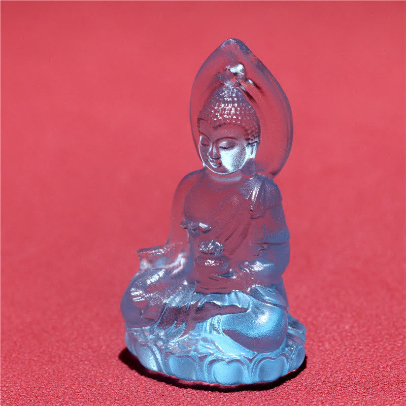 Fortune Jewel Blue Tathagata Buddha Medicine Buddha Liuli Crystal Serenity Amulet Necklace Pendant Fortune Jewel