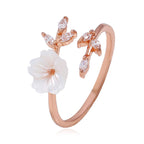 Fortune Jewel Plum Blossom Leaf Pattern Copper Luck Ring
