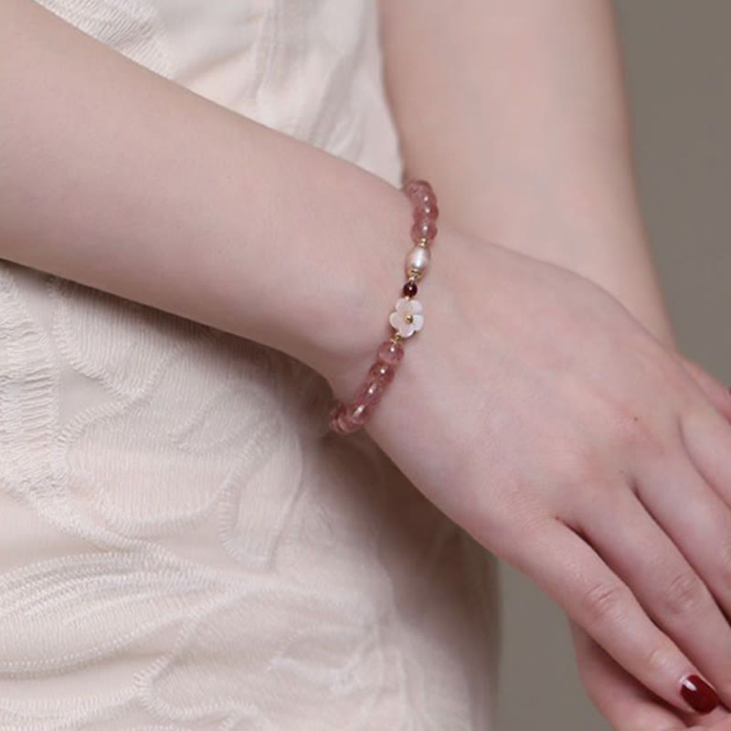 Fortune Jewel Strawberry Quartz Peach Blossom Love Bracelet