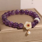 Fortune Jewel Natural Amethyst White Agate Pearl Charm Balance Bracelet