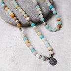 Fortune Jewel Tibetan Amazonite Stone Blessing Lotus Mala
