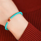 Fortune Jewel Turquoise Red Agate Beaded Protection Bracelet