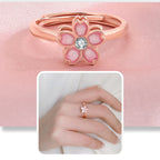 Fortune Jewel 925 Sterling Silver Cherry Blossom Blessing Chain Bracelet Rotatable Ring