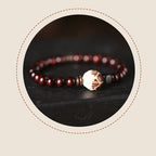 Fortune Jewel Small Leaf Red Sandalwood Lotus Bodhi Seed Carved Protection Double Wrap Bracelet