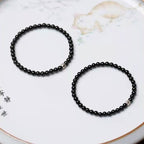 Fortune Jewel Natural Black Obsidian Smoky Quartz Purification Strength Bracelet