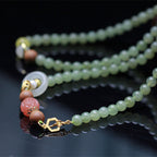 Fortune Jewel Natural Hetian Jade Amber Lotus Red Agate Luck Abundance Bracelet