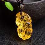 Fortune Jewel FengShui Citrine PiXiu Wealth Necklace Pendant