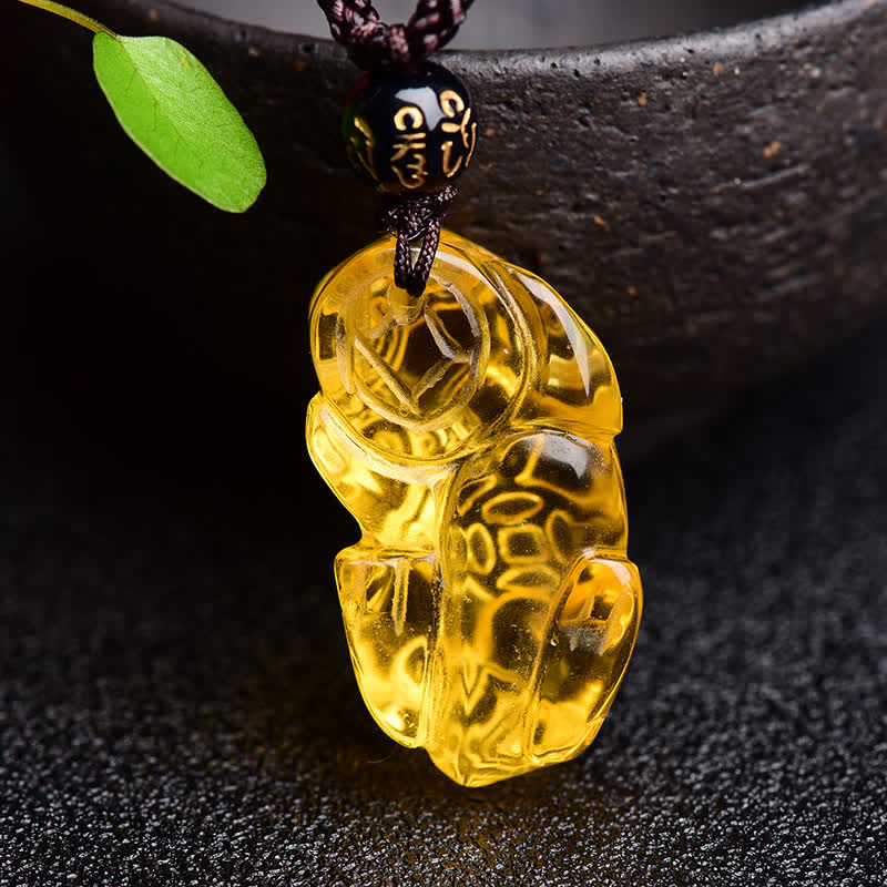 Fortune Jewel FengShui Citrine PiXiu Wealth Necklace Pendant