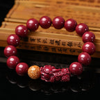 Fortune Jewel Tibetan Cinnabar Pixiu Calm Bracelet