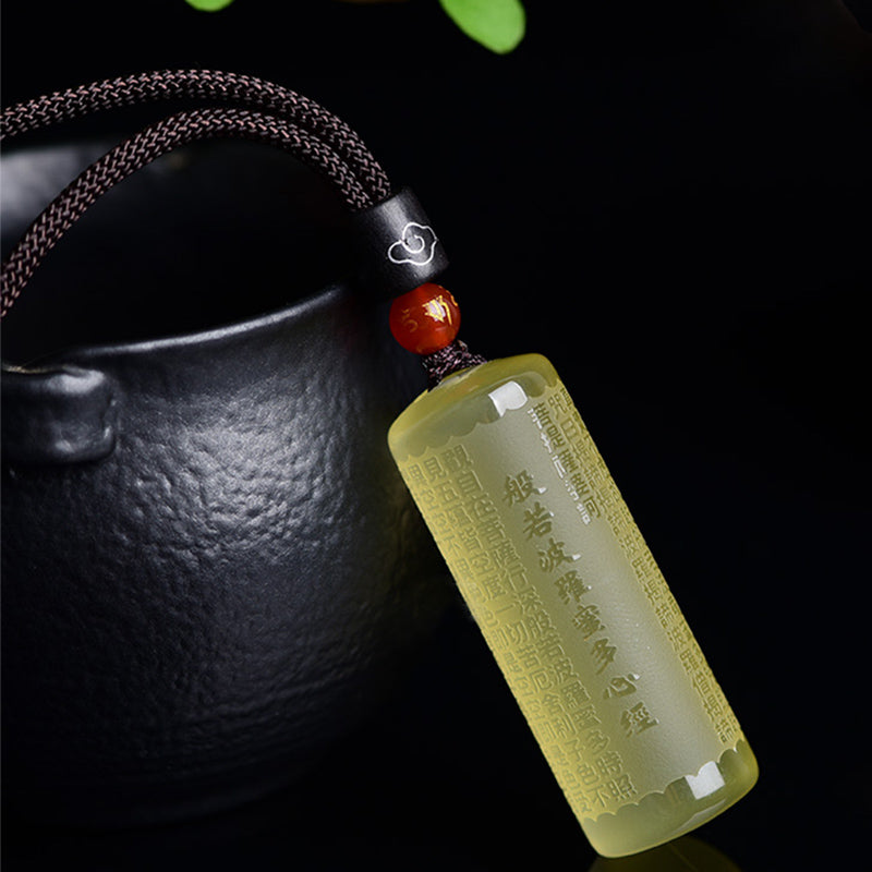 Fortune Jewel Heart Sutra Citrine Happiness Strength Necklace Pendant