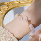 Fortune Jewel Natural Pink Crystal Peace Buckle Love Charm Bracelet