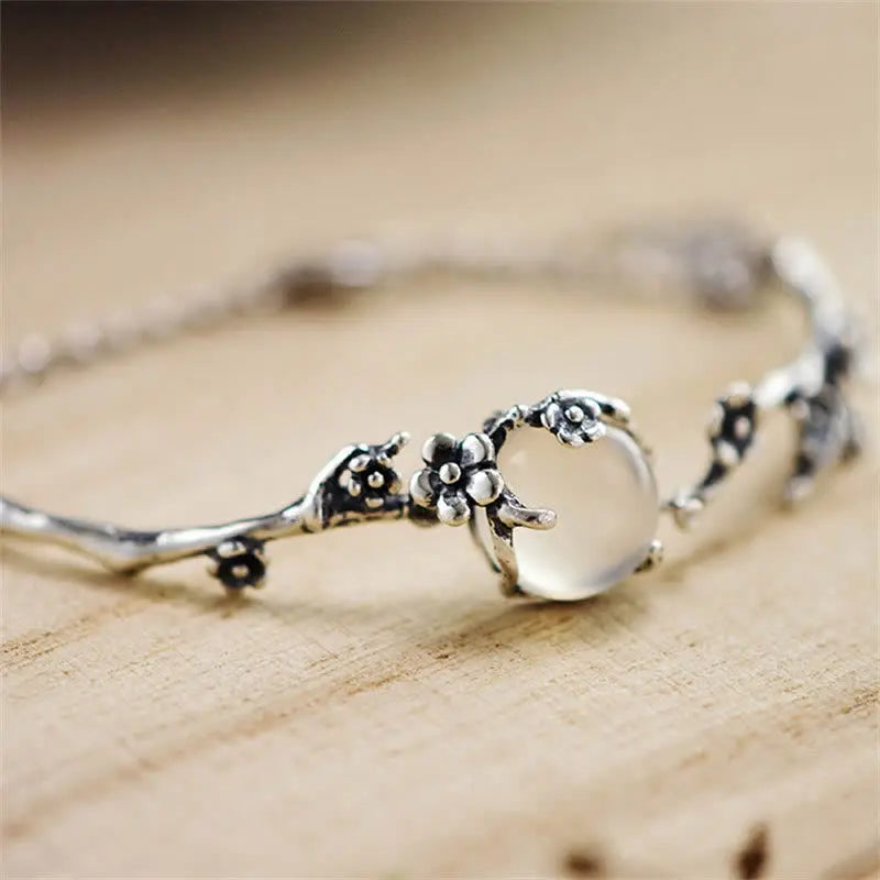 Fortune Jewel "Sending Grace and Harmony"Plum Blossom Chalcedony Bracelet Includes Gift Message Card Fortune Jewel