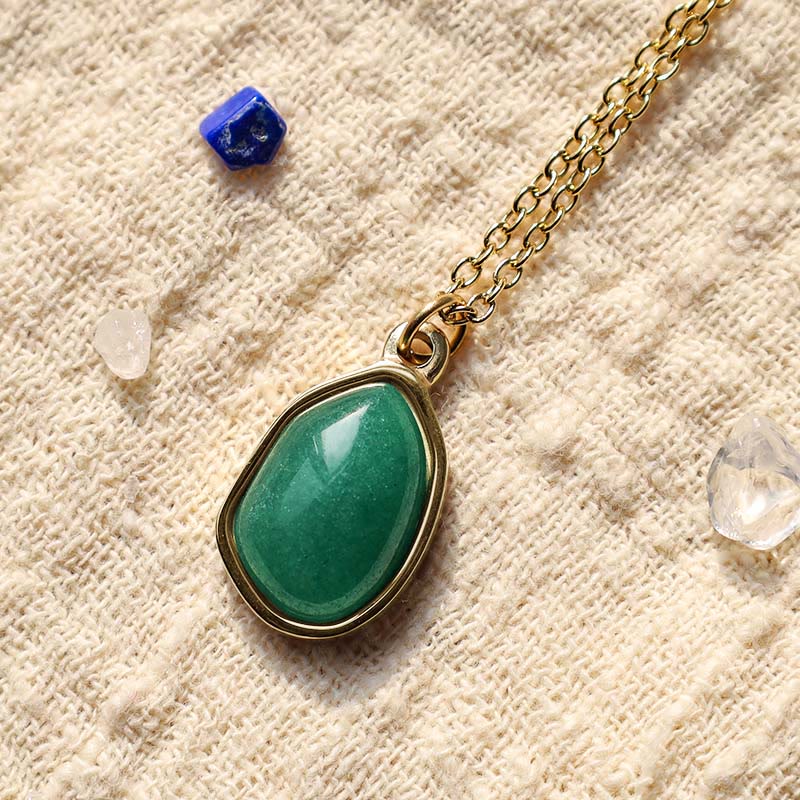 Fortune Jewel Natural Green Aventurine Amethyst Rose Quartz Blessing Necklace Pendant