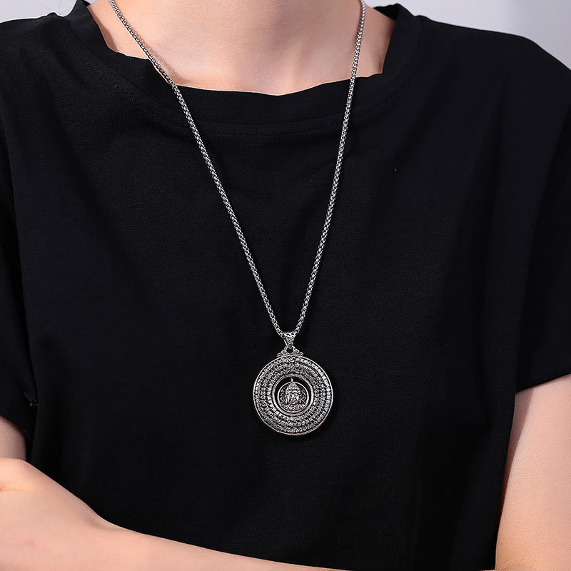 Fortune Jewel Heart Sutra Buddha Carved Peace Buckle Design Serenity Rotatable Necklace Pendant Fortune Jewel