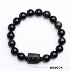 Fortune Jewel Soul Cleansing Black Obsidian Phoenix Dragon Bracelet