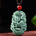 Buddha Stones Natural Jade 12 Chinese Zodiac Prosperity Necklace Pendant Fortune Jewel