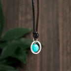 Fortune Jewel Round Turquoise Stone Protection Strength Necklace Pendant