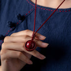 Fortune Jewel Cinnabar Om Mani Padme Hum PiXiu Blessing Lucky Bead Necklace Pendant