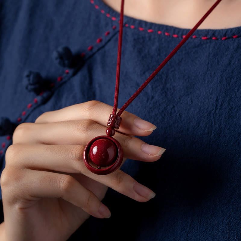 Fortune Jewel Cinnabar Om Mani Padme Hum PiXiu Blessing Lucky Bead Necklace Pendant