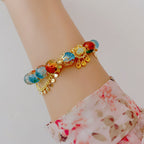 Fortune Jewel Colorful Liuli Glass Bead Chinese Lock Charm Fortune Bracelet