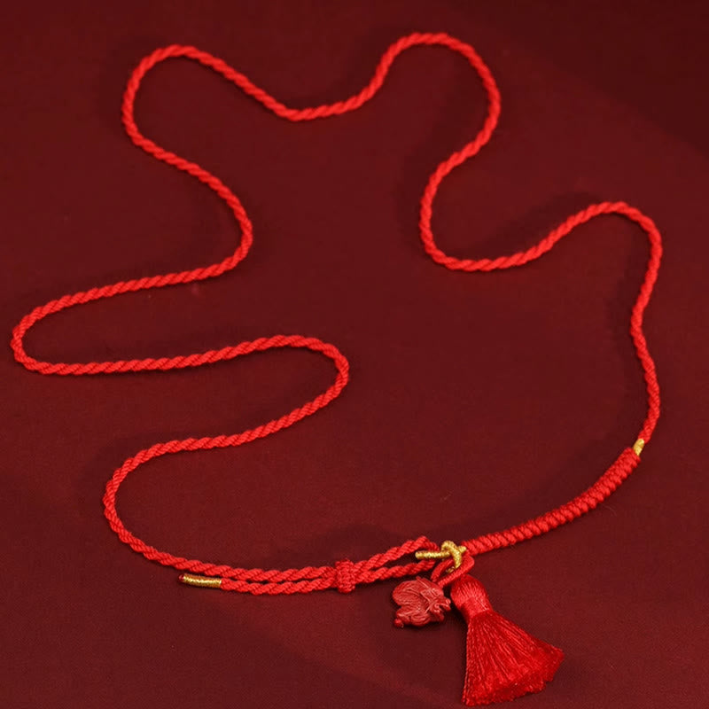 Fortune Jewel Natural Cinnabar Dragon Blessing Red String Belly Chain
