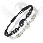 Fortune Jewel 2pcs Yin Yang Hematite Couple Bracelet