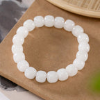 Fortune Jewel Hetian White Jade Happiness Blessing Bracelet