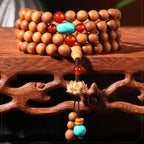 Fortune Jewel Tibetan Sandalwood Lotus Enlightenment Charm Mala Bracelet