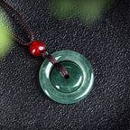 Fortune Jewel Green Jade Double Peace Buckle Abundance Necklace Pendant