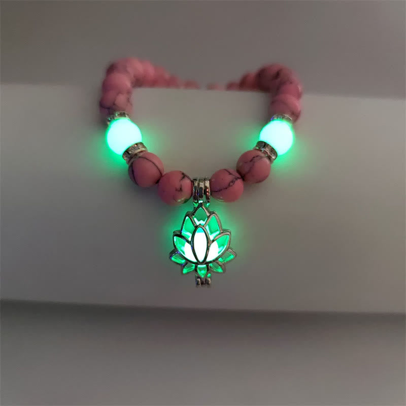 Fortune Jewel Tibetan Turquoise Glowstone Luminous Bead Lotus Protection Bracelet