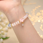 Fortune Jewel Aquamarine White Agate Pearl Abacus Beads Flower Healing Bracelet