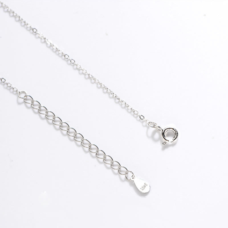 Fortune Jewel 925 Sterling Silver White Agate Fu Character Happiness Luck Necklace Pendant