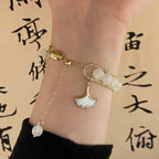 Fortune Jewel Ginkgo Leaf Jade Bead Luck Bracelet