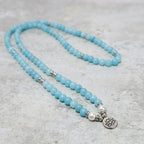 Fortune Jewel Natural Amazonite Stone Healing Lotus Mala Bracelet