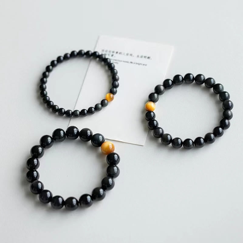 Fortune Jewel Natural Rainbow Obsidian Tiger Eye Positive Love Bracelet
