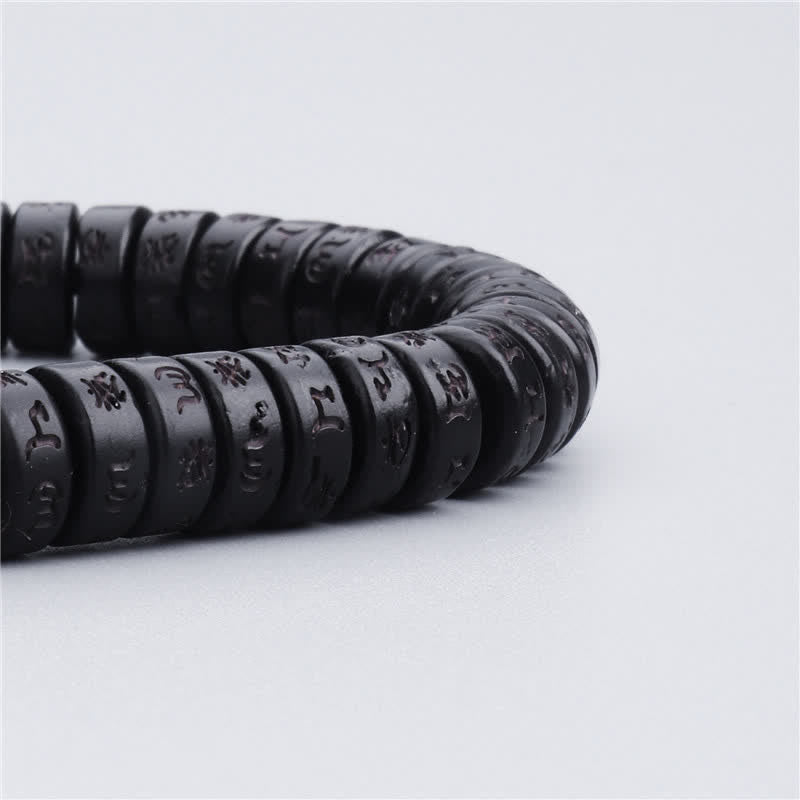 Fortune Jewel Tibetan Coconut Shell Beads Engraved Om Mani Padme Hum Mantra Happiness Bracelet