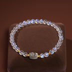 Fortune Jewel 925 Sterling Silver Plated Gold Natural Moonstone PiXiu Healing Bracelet